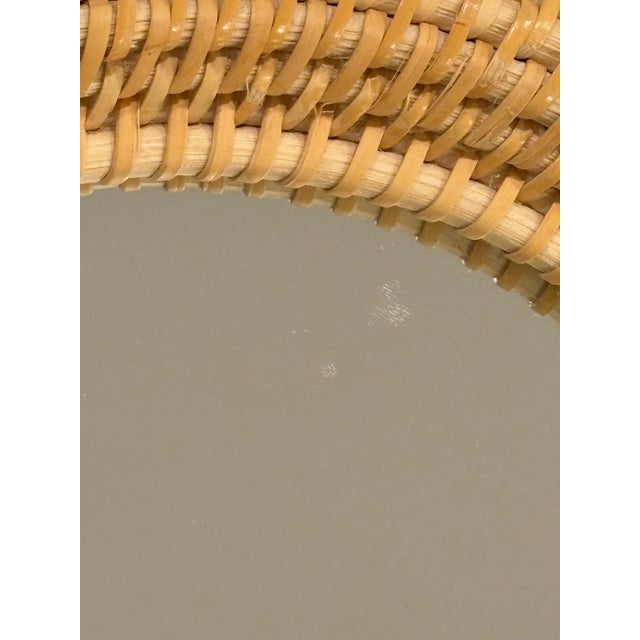 Vintage Round Handwoven Rattan Mirror With Openwork Knot Motif - 14"diameter Mirror For Sale - Image 10 of 10