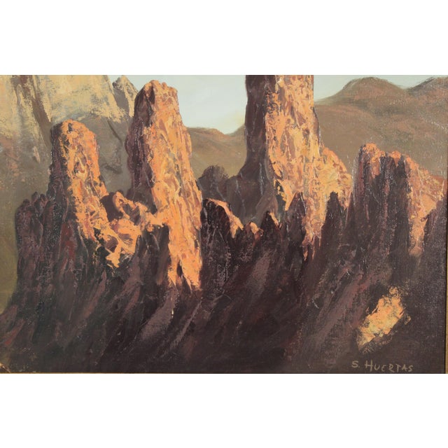 Salmon Red Rock Painting by Segundo Huertas (1923-2010) For Sale - Image 8 of 11