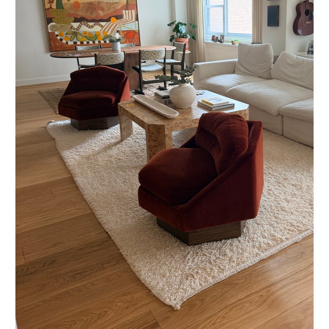 Modern Soho Home Mila Red Velvet Swivel Chairs For Sale - Image 3 of 4