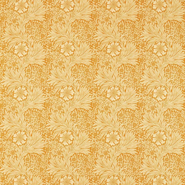 Morris & Co Marigold Fabric in Cream/Orange For Sale