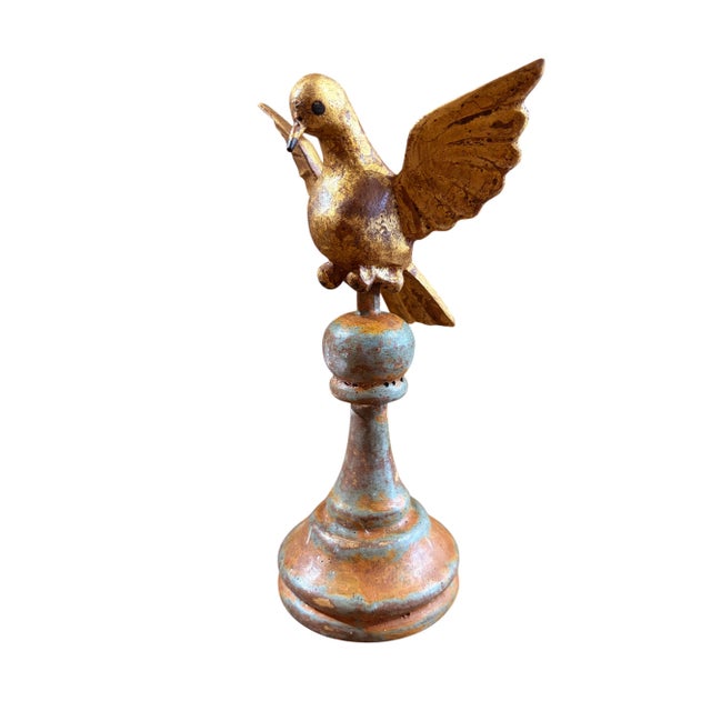 Carved Wood Bird Sculpture on Finial 8" H For Sale - Image 4 of 6