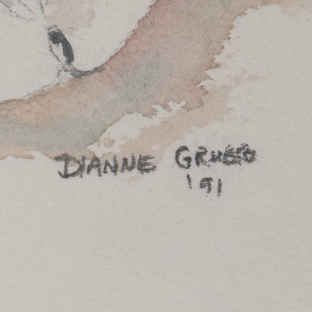 Original watercolor painting depicting two sand dollars in a soft coastal palette. The artwork is signed "Dianne Grusso...