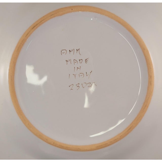 Vintage Amm Faenza Garofano 8" Salad Plates (2) – Hand-Painted Italian Majolica Carnation Motif For Sale - Image 4 of 5