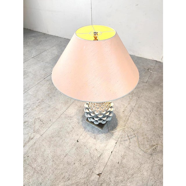White Vintage Italian Ceramic Artichoque Table Lamp, 1960s For Sale - Image 8 of 13