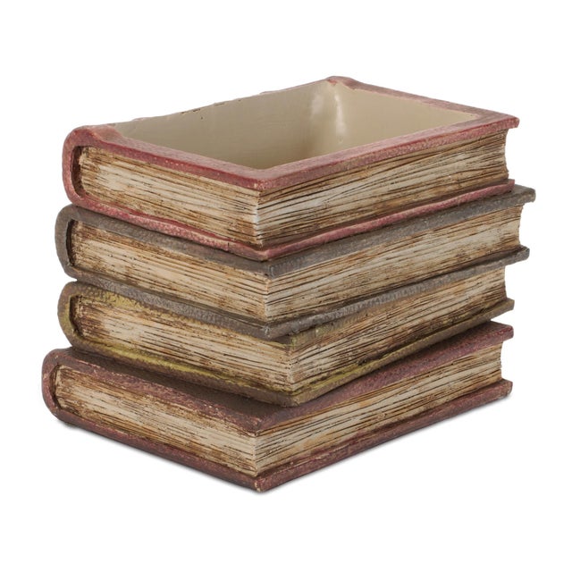 Kenneth Ludwig Chicago Decorative Book Stack Vase 5"H For Sale - Image 4 of 5