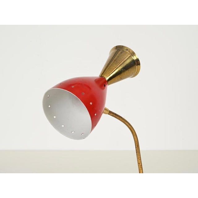 Adjustable Table Lamp in Brass and Red Metal from Stilnovo, Italy, 1950s For Sale - Image 9 of 15