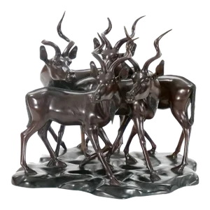 20th Century Hand Painted Wood Decorative Sculpture / Pack of Gazelles