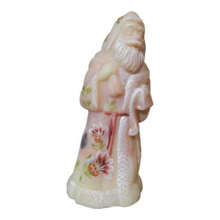 Fenton Art Glass Burmese Sculpture Santa Claus Figurine Serial #75 Hand Painted D. Fredrick For Sale