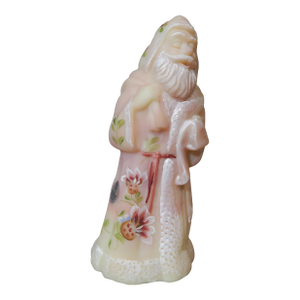 Fenton Art Glass Burmese Sculpture Santa Claus Figurine Serial #75 Hand Painted D. Fredrick