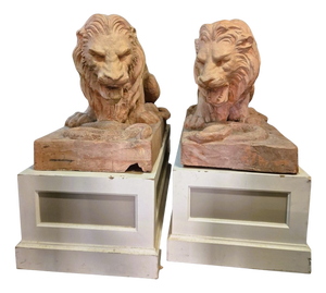 Lion Statues, 19th Century, Terracotta, Set of 2