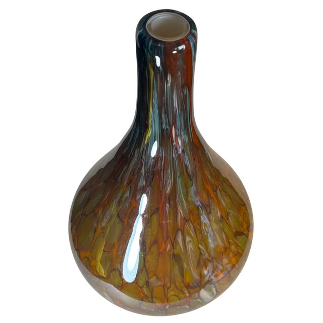 17+ In. Tall Murano Mottled Amber Gourd Shaped Art Glass Vase For Sale In New York - Image 6 of 18