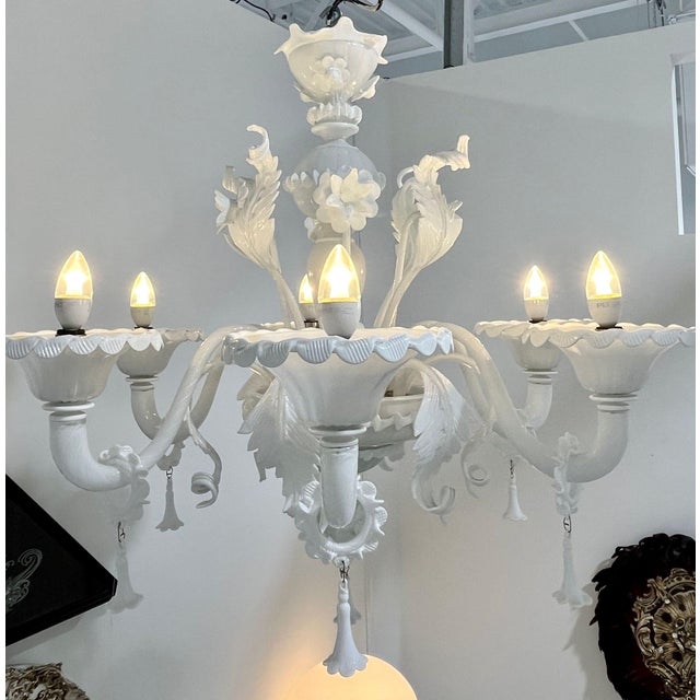 White White Murano Glass Chandelier by LaMurrina For Sale - Image 8 of 9