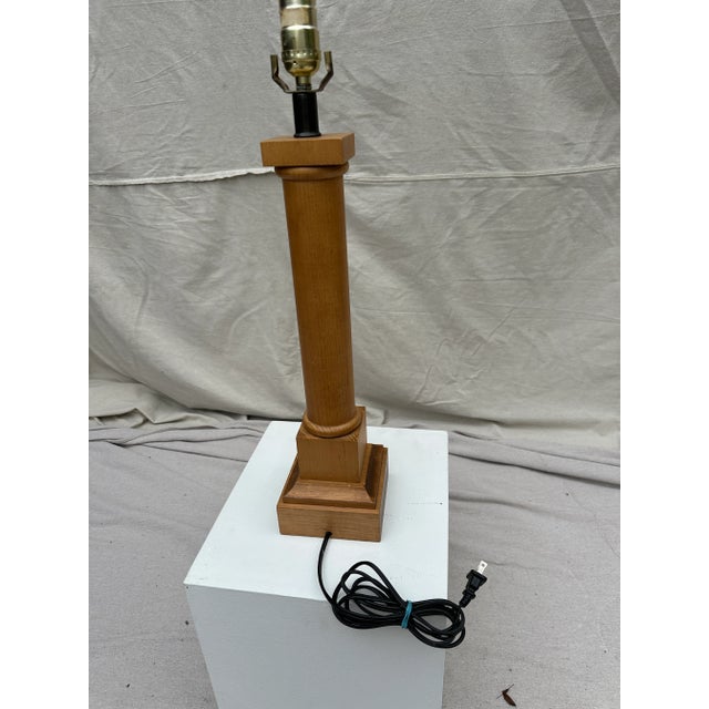 English Vintage Traditional Pine Wood Column Lamp For Sale - Image 3 of 3