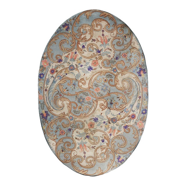 1930s Green Floral Antique Irish Donegal Arts & Crafts Rug 9' 6"x 14' 6" Knotted Pile Wool Carpet For Sale