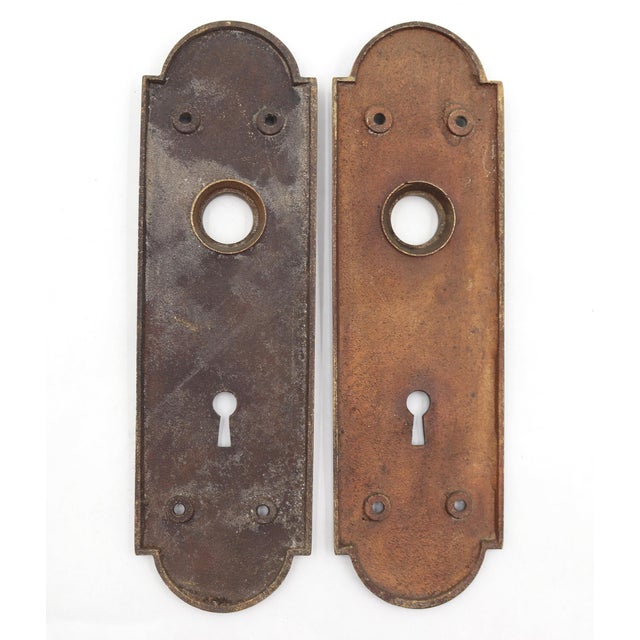 Reclaimed Classic Brass Passage Door Knob Set For Sale - Image 6 of 6