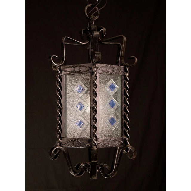 Vintage Italian Iron and Glass Lantern, 1960s For Sale - Image 10 of 10