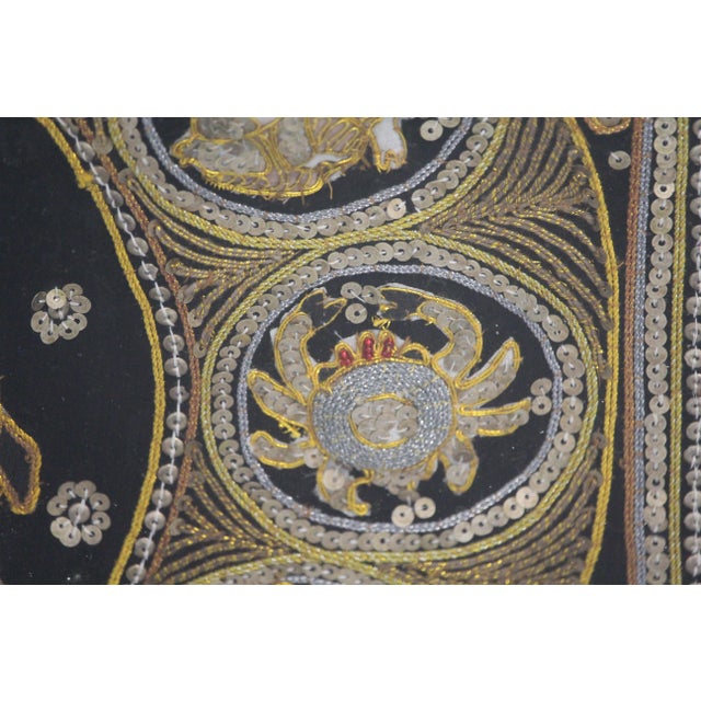 Glass Embroidered Elephant Kalaga Wall Tapestry, 1980s For Sale - Image 7 of 16
