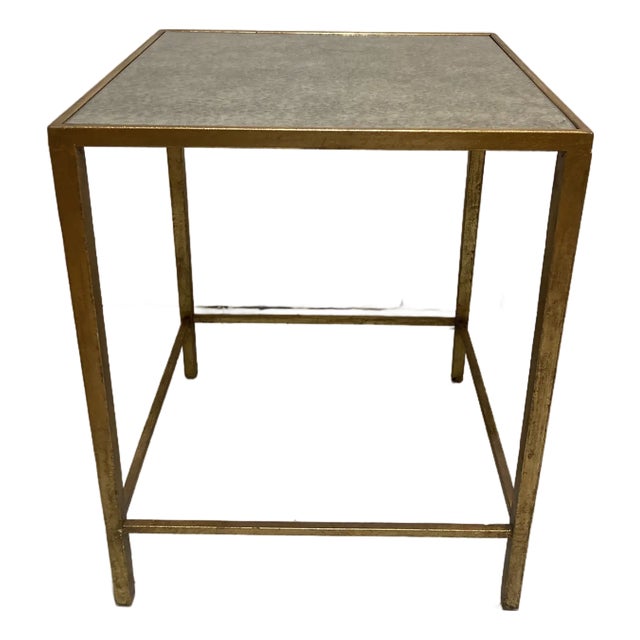 Gilt Finish on Metal Table With Antique Glass Top -2 For Sale