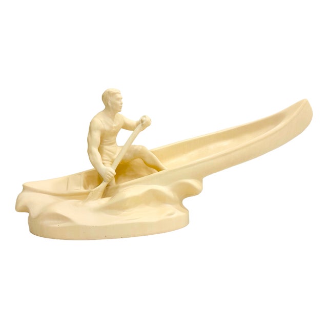 Plaster Rower Statue from Jihokera Bechyně, 1950s For Sale