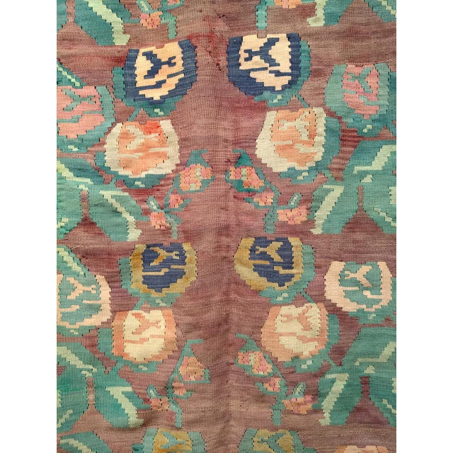 Tribal Vintage Caucasian Karabagh Kilim, Flat-Woven Wool, Allover Floral Pattern, 7x10 For Sale - Image 3 of 8