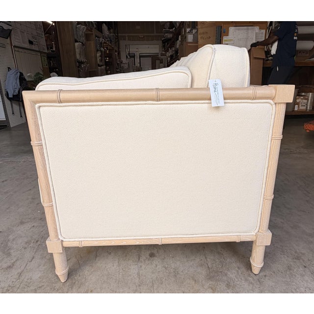 Contemporary Worlds Away Llc. Linen and Oak Sofa For Sale - Image 3 of 5