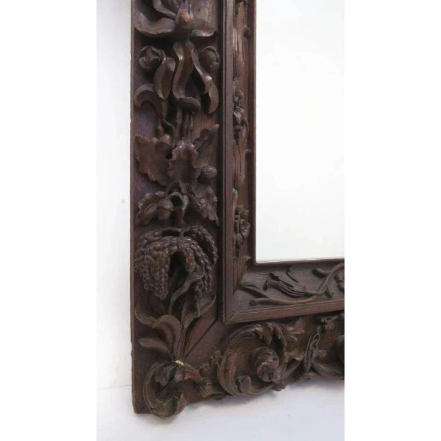 Monumental Walnut Carved Italian Mirror 58" by 68" Figures in Niches For Sale In Denver - Image 6 of 7
