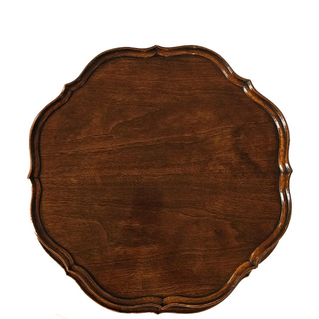 Mersman Antique/Vintage J. B. Mersman Chippendale Mahogany Wood 2-Tier "Pie Crust" Side Table For Sale - Image 4 of 10