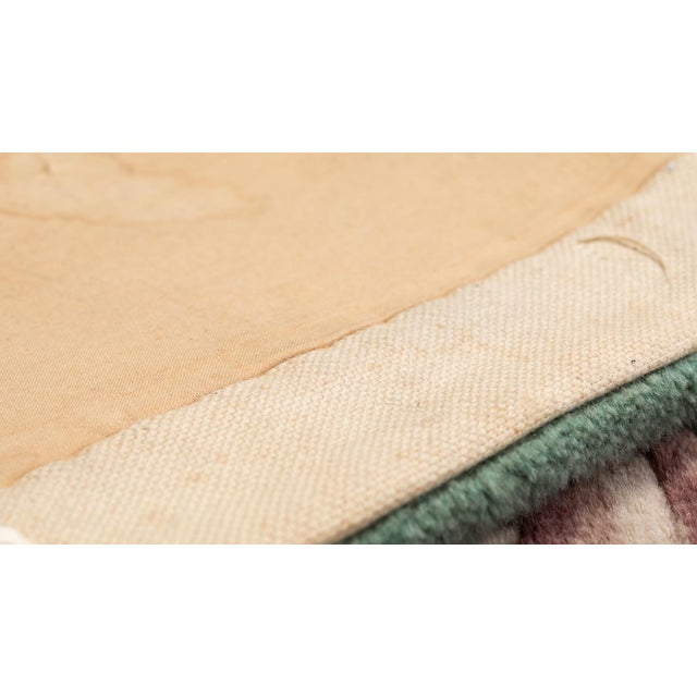 French Green Wool and Floral Rug in the style of Aubusson, 20th Century For Sale - Image 5 of 9