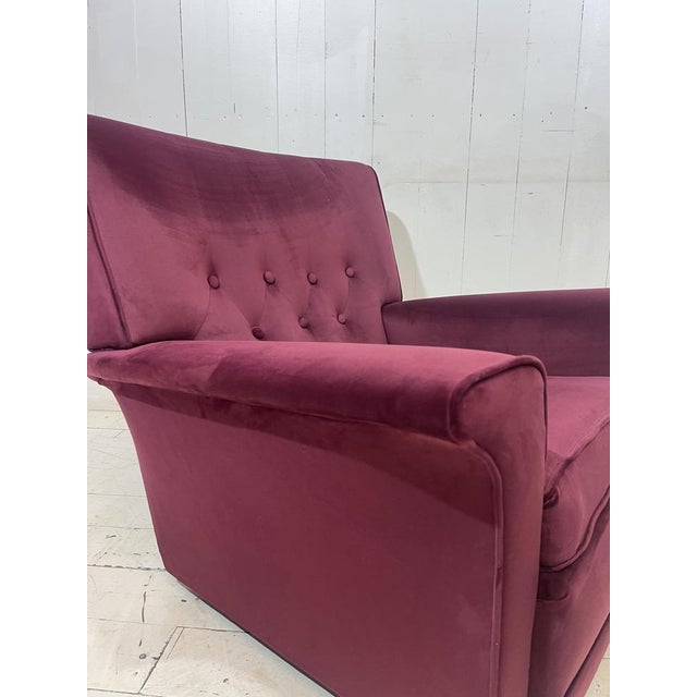 Vintage Lounge Chair in Purple Velvet, 1952 For Sale - Image 4 of 13