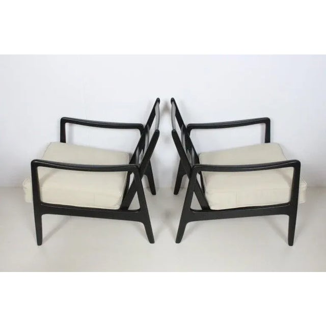 Early Ole Wanscher Ebonized Mahogany Lounge Chairs, 1950's - A Pair For Sale - Image 9 of 13