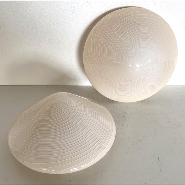 Yellow Mid-Century Italian Murano Glass Flush Mount with Swirl Glass, 1970s For Sale - Image 8 of 17