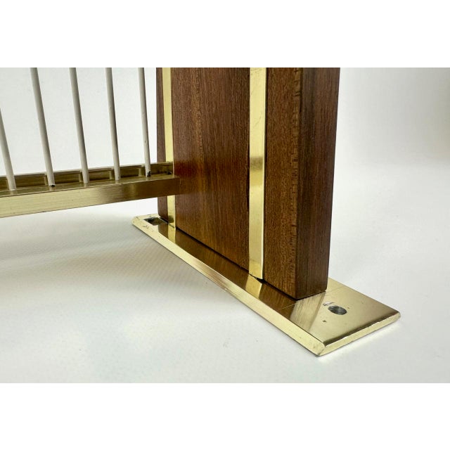 Wood Mid-Century Teak and Brass Plated Coat Rack, 1960s For Sale - Image 7 of 17