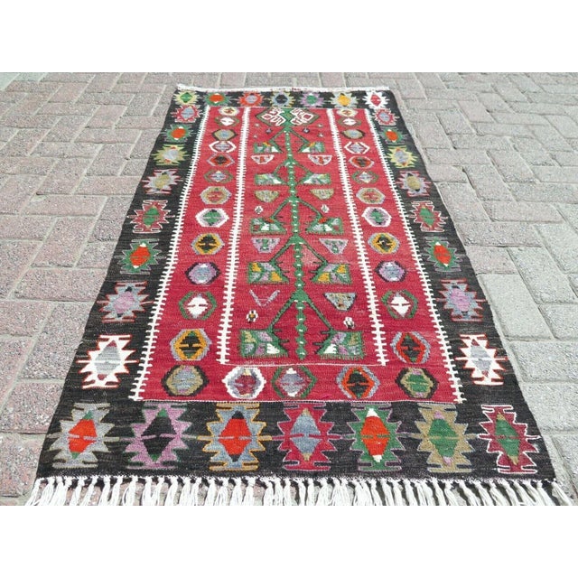 1960s Vintage Turkish Handmade Kilim Rug - 31"x61" For Sale - Image 10 of 10