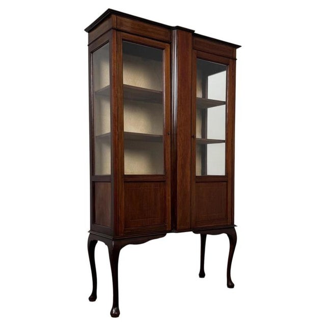 Early 20th Century Antique English Mahogany Glazed Display Cabinet For Sale - Image 6 of 12