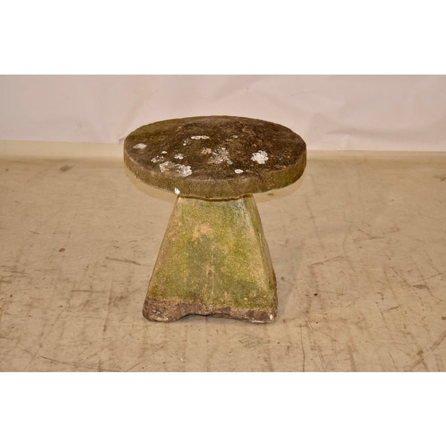 A wonderful 18th century English carved limestone staddle stone with original aged surfaces. The stone is covered with...