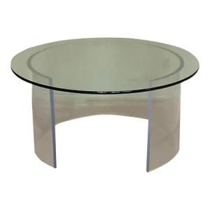 Mid Century Modern Clear 42" Lucite Round Drum Coffee Table