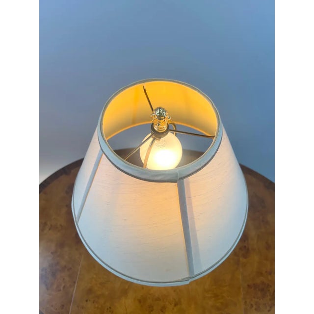 Vintage Empire Style Brass Fluted Crystal Column Table Lamp 1970's , a Pair For Sale - Image 4 of 11