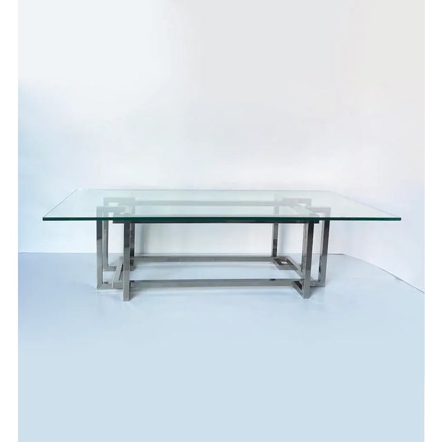 Coffee Table in Glass and Metal, 1970s For Sale - Image 9 of 9