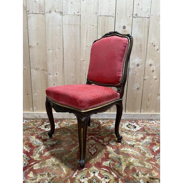 Gold Louis XV Style Chairs in Walnut and Brass, Set of 6 For Sale - Image 8 of 12