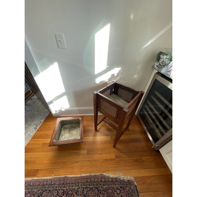 Vintage Walnut and Cane Jardiniere Planter For Sale In New York - Image 6 of 9