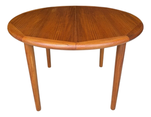 Danish Teak Round Dining Table with Central Leaf Extension
