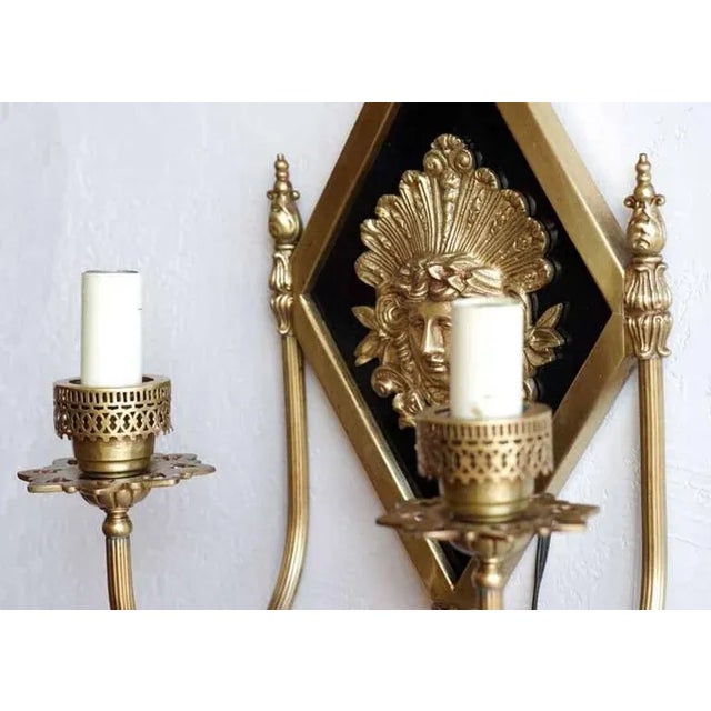 Neoclassical Edwardian Era Neoclassical Bronze Greek Face 2-Arm Sconce, 2 Available For Sale - Image 3 of 7