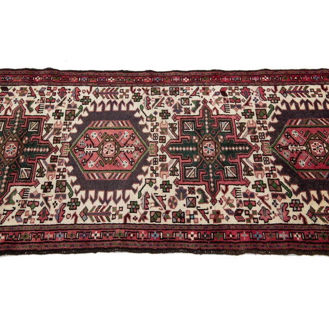Beige Vintage Persian Heriz Wool Runner With Allover Pattern For Sale - Image 4 of 8
