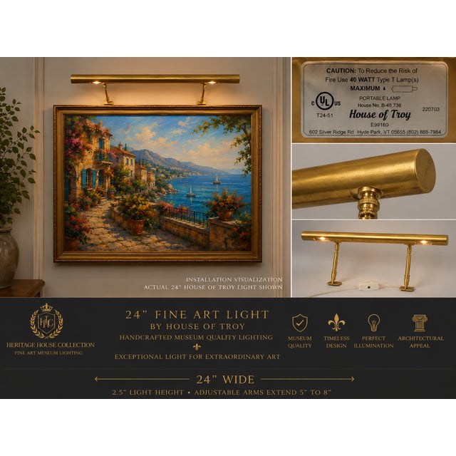 Vintage House of Troy 24" Adjustable Gallery Picture Light – Gold/Brass-Tone Finish For Sale - Image 9 of 9