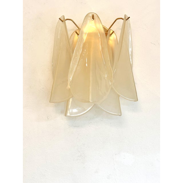 Champagne Contemporary Modern Sanded Champagne "Rondini" Murano Wall Sconces- Set of 3 For Sale - Image 8 of 9