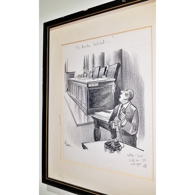 1970s Bill Canfield Signed Gift to Martha Mitchell Cartoon For Sale - Image 10 of 12