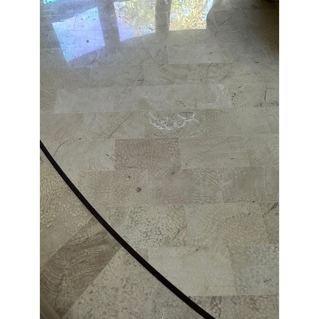 Large Dining Fossilized Coral Table with Stone Mosaic by Karl Springer For Sale - Image 12 of 14
