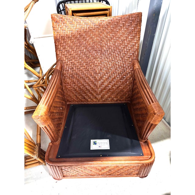 Chestnut Beautiful Rattan Wicker Lounge Chair Made in Usa by Braxton Culler. Comfort and Beauty Will Make This Your “Go To” Lounge and Reading Chair For Sale - Image 8 of 12