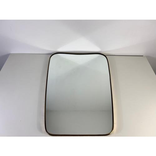 Gio Ponti Italian Brass Framed Wall Mirror attributed to Gio Ponti, Italy, 1960s For Sale - Image 4 of 12