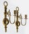 Pair of Neoclassical French Maison Jansen Style wall-mounted Cast Brass Candle Sconces, Wall Hurricane Lamps. Each sconce...